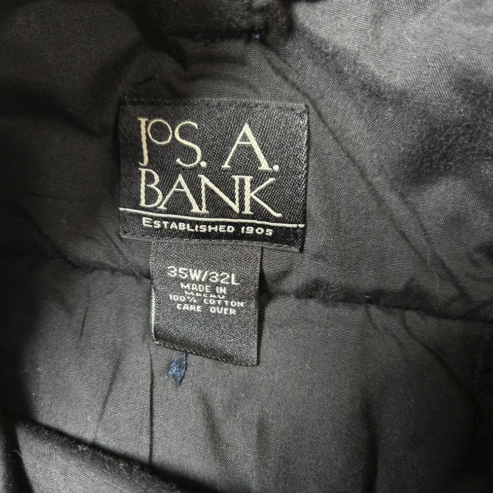 Jos‎ A Bank Corduroy Pants Tag 35x32 Measures 32x30 Pleated  Dark Navy Cuffed